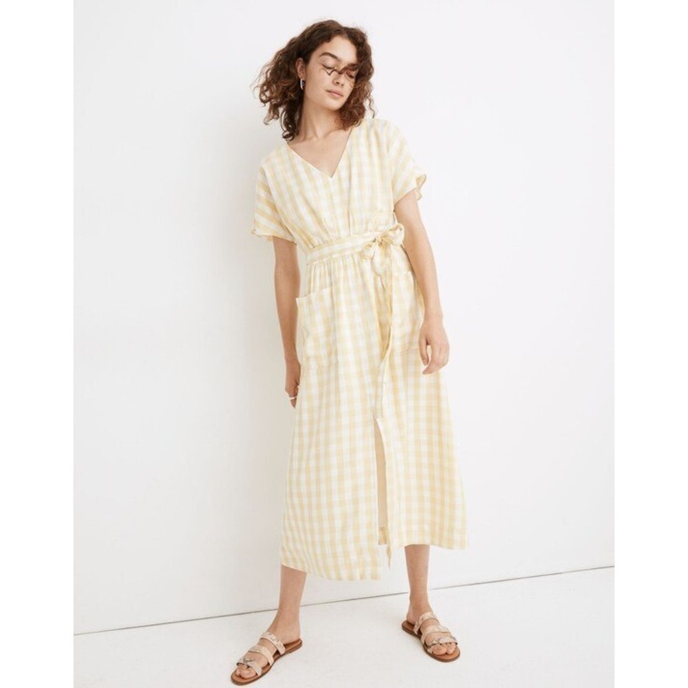 Madewell Dolman-Sleeve Midi Dress Gingham Check Cottagecore Prairie Sz 10
